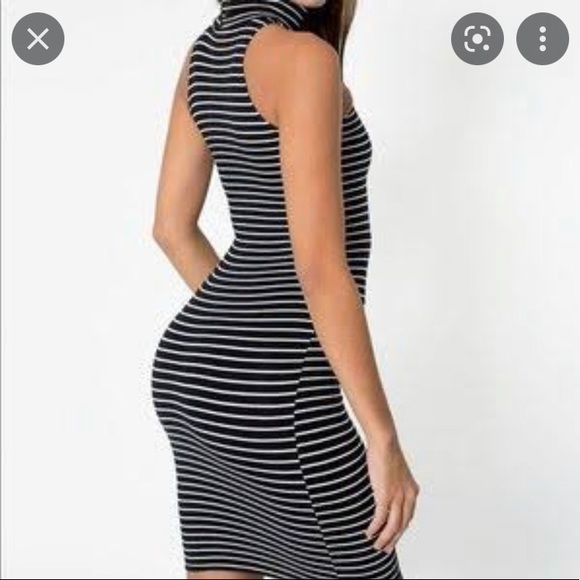 American Apparel Striped Turtleneck Body Con Dress - Picture 4 of 5
